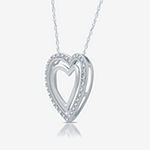 Limited Time Special! Womens 1/10 CT. T.W. Genuine White Diamond Sterling Silver Heart Pendant Necklace
