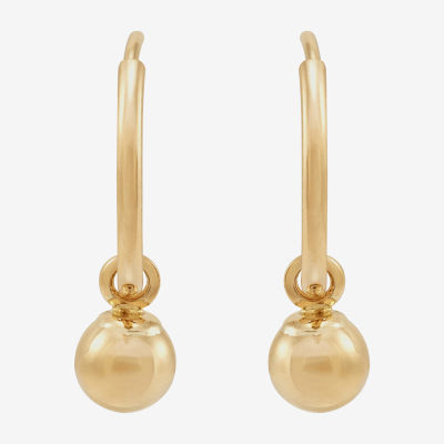 Womens 14K Gold Round Drop Earrings