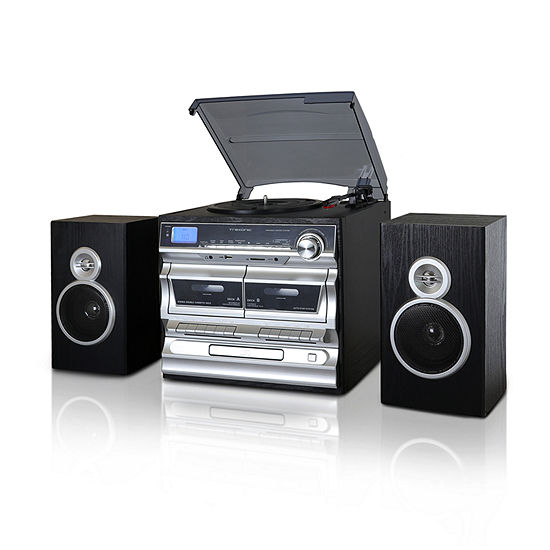 Trexonic 3-Speed Turntable With CD Player, Double Cassette Player, Bluetooth, FM Radio & USB/SD Recording
