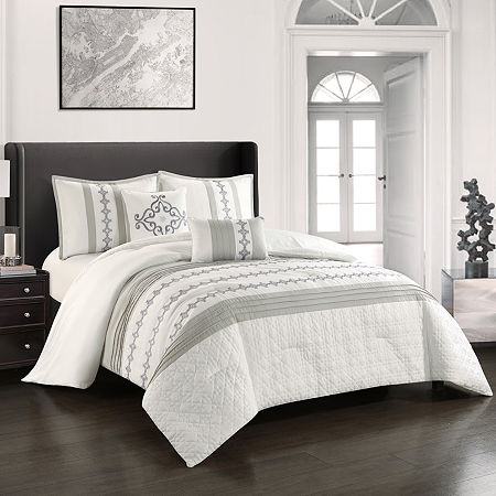 Stratford Park Olivia 5pc Midweight Comforter Set, One Size, White