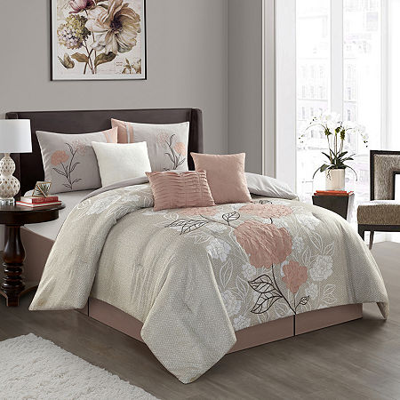 Stratford Park Alma 7pc Midweight Comforter Set, One Size, Pink