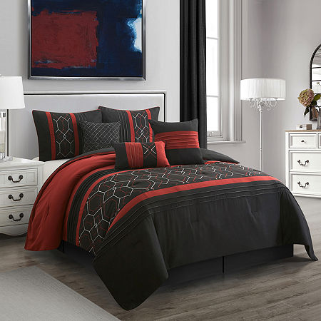 Stratford Park Chasey 7pc Midweight Comforter Set, One Size, Black