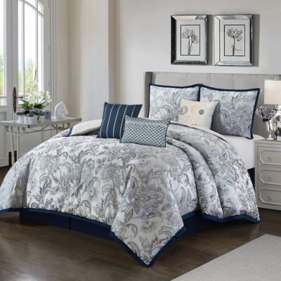 Stratford Park Isla 7pc Midweight Comforter Set, Color: Navy - JCPenney