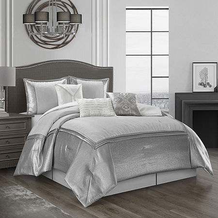 Stratford Park Claire 7pc Midweight Comforter Set, One Size, Silver