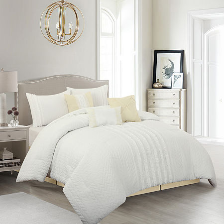 Stratford Park Sullie 7pc Midweight Comforter Set, One Size, White