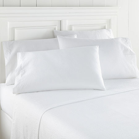 Shavel Home Seersucker Wrinkle Resistant Deep Pocket Sheet Set, One Size, White