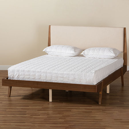 Senna Upholstered Rectangle Bed, One Size, Beige