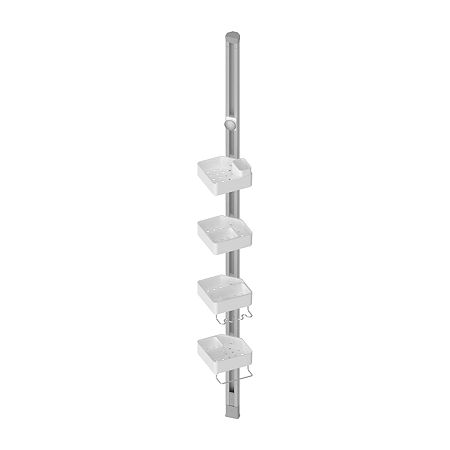 Sharper Image Spastudio Hook Modular Shower Caddy Adjustable 4 Tier Design With Customizable Fit And Storage In White