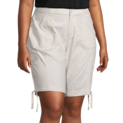 St. John's Bay Womens Mid Rise Stretch Fabric Bermuda Short-Plus