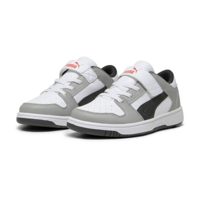 PUMA Rebound Layup Lo Little Boys Basketball Shoes, Color White Black
