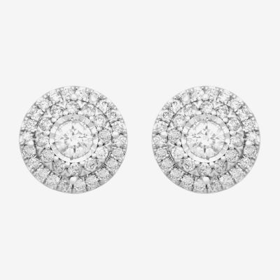 Diamond Blossom (H / I1) 1 CT. T.W. Lab Grown White 10K Gold 10.6mm Round Stud Earrings