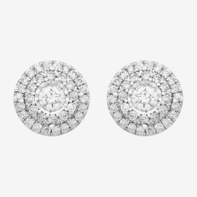 Diamond Blossom (H / I1) 1 CT. T.W. Lab Grown White 10K or Yellow Gold 10.6mm Round Stud Earrings