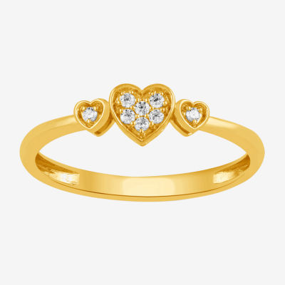 Womens Diamond-Accent Lab-Grown Diamond-Accent 10K Gold Heart Cocktail Ring