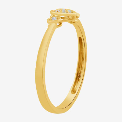 (H/ I2) Womens Diamond-Accent Lab-Grown 10K Gold Heart Cocktail Ring