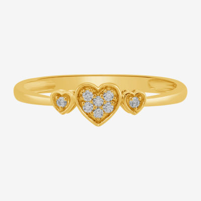 (H/ I2) Womens Diamond-Accent Lab-Grown 10K Gold Heart Cocktail Ring