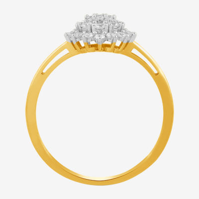 (I / I2) Womens 3/8 CT.T.W. Lab-Grown Diamond 10K Gold Oval Cluster Cocktail Ring