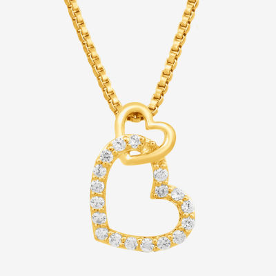 Womens Diamond Accent Natural White Diamond 10K Gold Heart Pendant Necklace