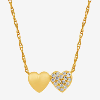 Womens 1/10 CT. T.W. Lab Grown White Diamond 10K Gold Heart Pendant Necklace