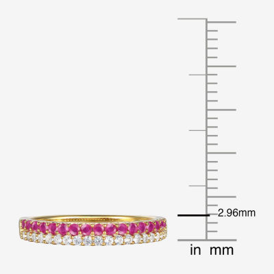 1/5 CT. Lead Glass-Filled Red Ruby 10K Gold Round Anniversary Wedding Band