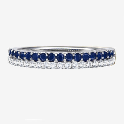 1/5 CT. T.W. Genuine Blue Sapphire 10K White Gold Round Anniversary Wedding Band