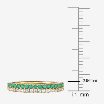 1/5 CT. T.W. Genuine Green Emerald 10K Gold Round Anniversary Wedding Band