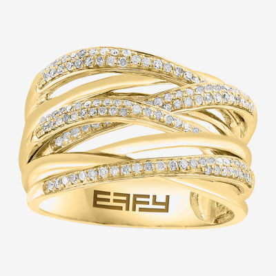 Natural White Diamond 14K Gold Over Silver Sterling Band