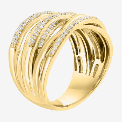 Natural White Diamond 14K Gold Over Silver Sterling Band