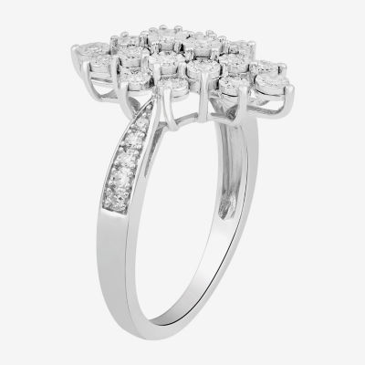 Womens 1/4 CT. T.W. Lab Grown White Diamond Sterling Silver Marquise Cluster Cocktail Ring