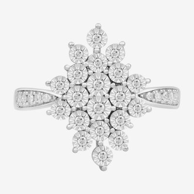 Womens 1/4 CT. T.W. Lab Grown White Diamond Sterling Silver Marquise Cluster Cocktail Ring