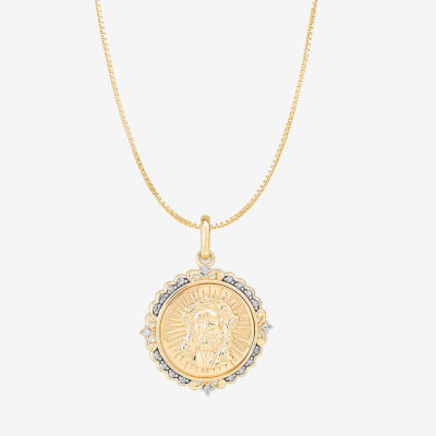 Jesus (H-I / Si1-Si2) Unisex Adult 1/10 CT. T.W. Lab Grown White Diamond 14K Gold Round Pendant Necklace