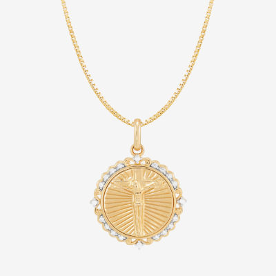 Jesus (H-I / Si1-Si2) Unisex Adult 1/10 CT. T.W. Lab Grown White Diamond 14K Gold Round Pendant Necklace