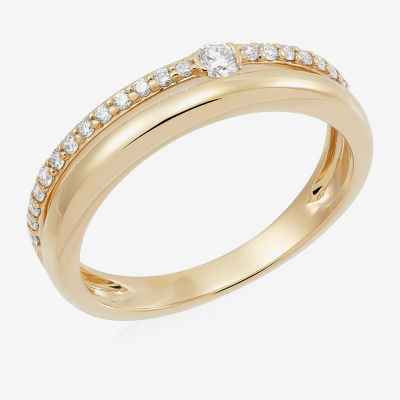 (H-I / Si1-Si2) 1/5 CT. T.W. Lab Grown White Diamond 14K Gold Over Silver Sterling Band