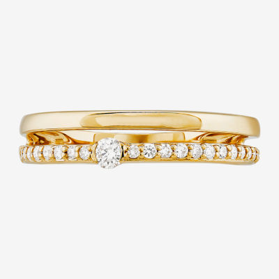 (H-I / Si1-Si2) 1/5 CT. T.W. Lab Grown White Diamond 14K Gold Over Silver Sterling Band