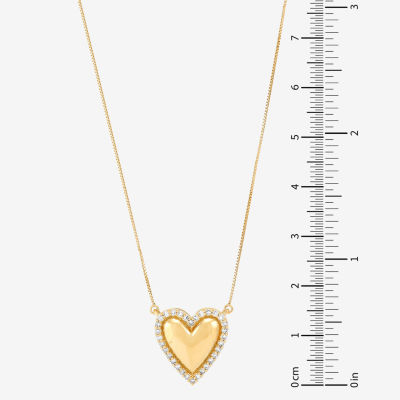 (H-I / Si1) Womens 1/4 CT. T.W. Lab Grown White Diamond 14K Gold Over Silver Sterling Silver Heart Pendant Necklace
