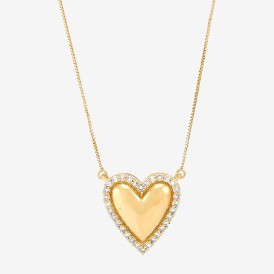 (H-I / Si1) Womens 1/4 CT. T.W. Lab Grown White Diamond 14K Gold Over Silver Sterling Silver Heart Pendant Necklace