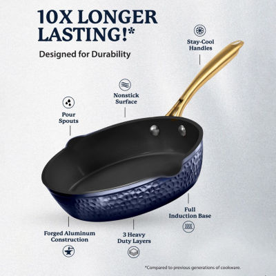 Granitestone Charleston Collection Hammered 4-qt. Non-Stick Deep Satue Pan with Lid