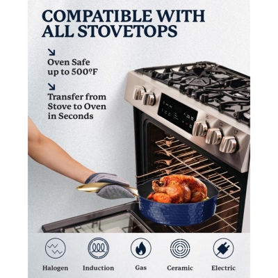 Granitestone Charleston Collection Hammered 4-qt. Non-Stick Deep Satue Pan with Lid