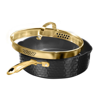 Granitestone Charleston Collection Hammered 4-qt. Non-Stick Deep Satue Pan with Lid