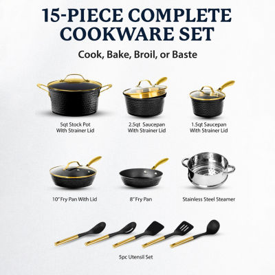 Granitestone Charleston Collection Hammered 15-pc. Non-Stick Cookware Set