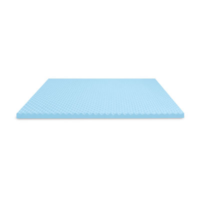 Bodipedic 4-Inch Gel-Infused Memory Foam Mattress Topper, Blue, Twin