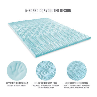 Bodipedic Home 2-Inch Gel-Infused Zoned Convoluted Memory Foam Mattress Topper