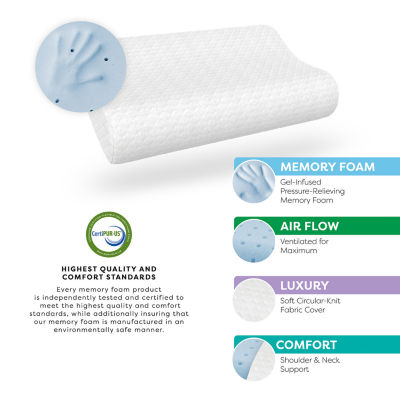 Bodipedic Home Gel Support Contour Memory Foam Bed Pillow