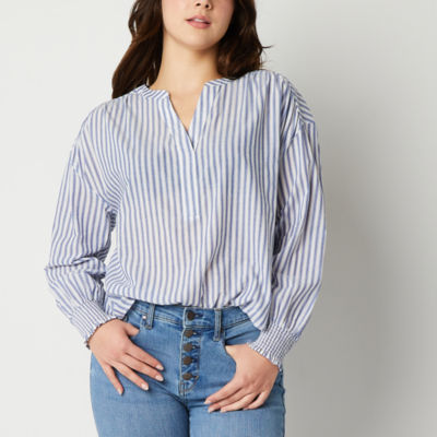 a.n.a Womens Y Neck Long Sleeve Blouse