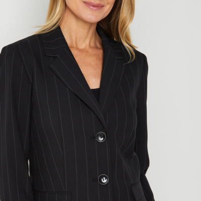 Black Label by Evan-Picone Pinstripe Womens Classic Fit Suit Jacket