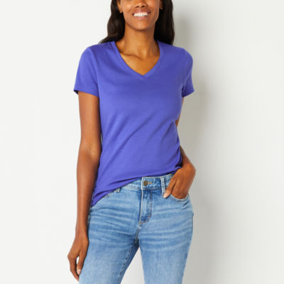 St. John's Bay Womens Tall V Neck Short Sleeve TShirt JCPenney