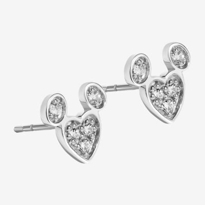 Disney Jewels Collection Gemstone Sterling Silver 10mm Mickey Mouse Stud Earrings