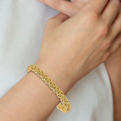 18K Gold 8 Inch Solid Byzantine Chain Bracelet