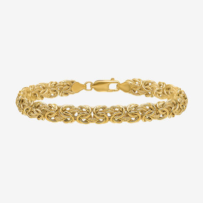 18K Gold 8 Inch Solid Byzantine Chain Bracelet