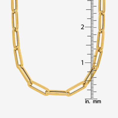 18K Gold Inch Solid Paperclip Chain Necklace