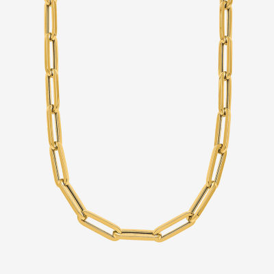 18K Gold Inch Solid Paperclip Chain Necklace